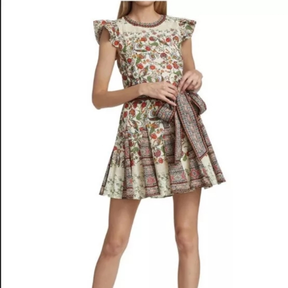 Alice + Olivia Mina Floral Godet Minidress - No Belt